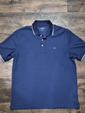 crown & ivy Navy Polo with Mint Trim